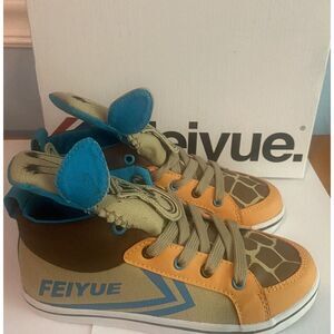 Feiyue Delta Mid Giraffe Lace Up Kids Canvas Sneakers Unisex Boy Girl Size 1 NEW